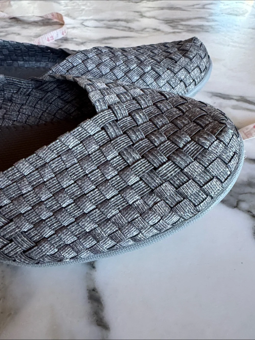 Bernie Mev Catwalk Pewter Woven Memory Foam Flats EU 39 US 8-8.5